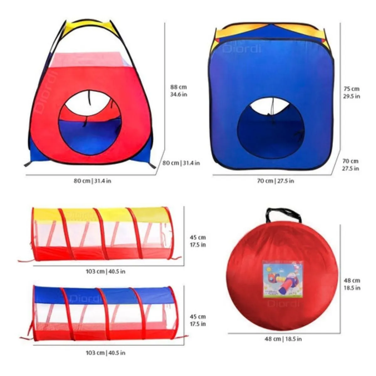 EVERBEST - Carpa Circuito 4 En 1 Doble Túnel Juego Para Niños Unisex