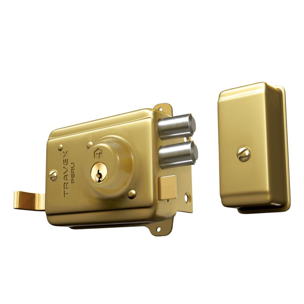TRAVEX - Cerradura Blindada 2 Golpes Barra 114 Travex  -  Dorada