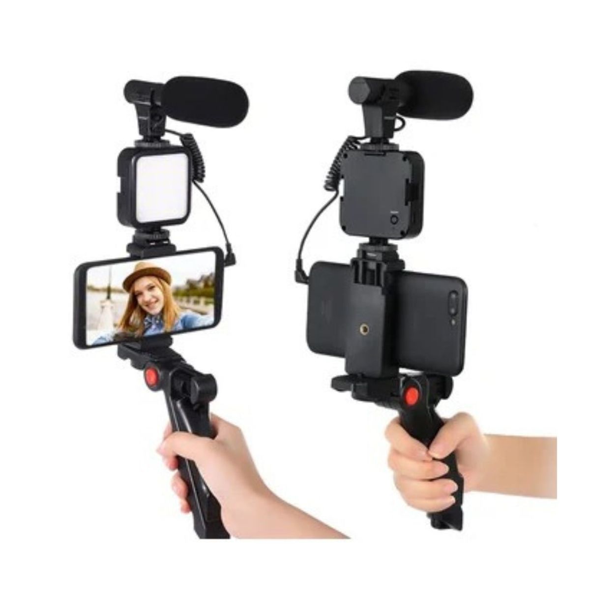 SEISA - Kit de Grabación Vlogger Mini Tripode Micrófono Control Luz Led