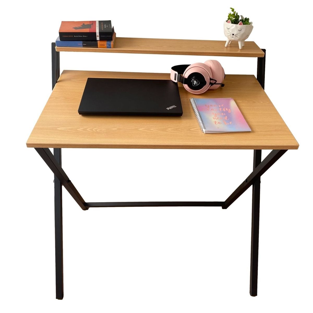 GENERICO - Escritorio plegable para laptops 80cm - color haya