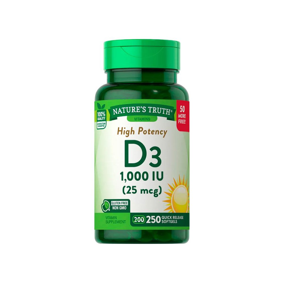 NATURE'S TRUTH - Vitamina D3 Nature'S Truth 1,000 Iu 250 Softgels
