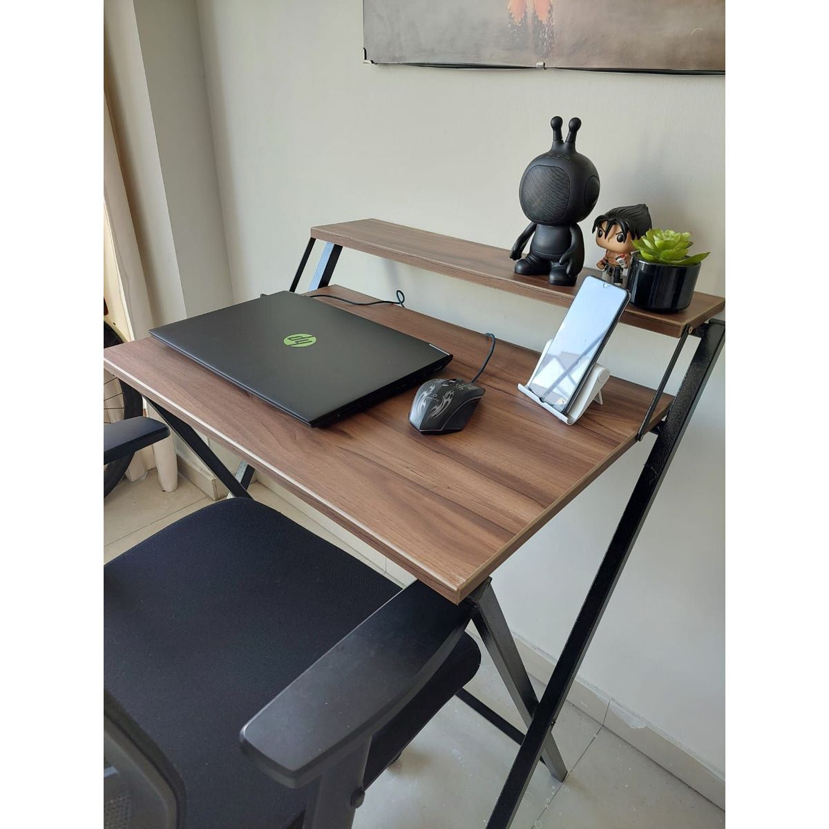 GENERICO - Escritorio plegable color terracota con estructura negra