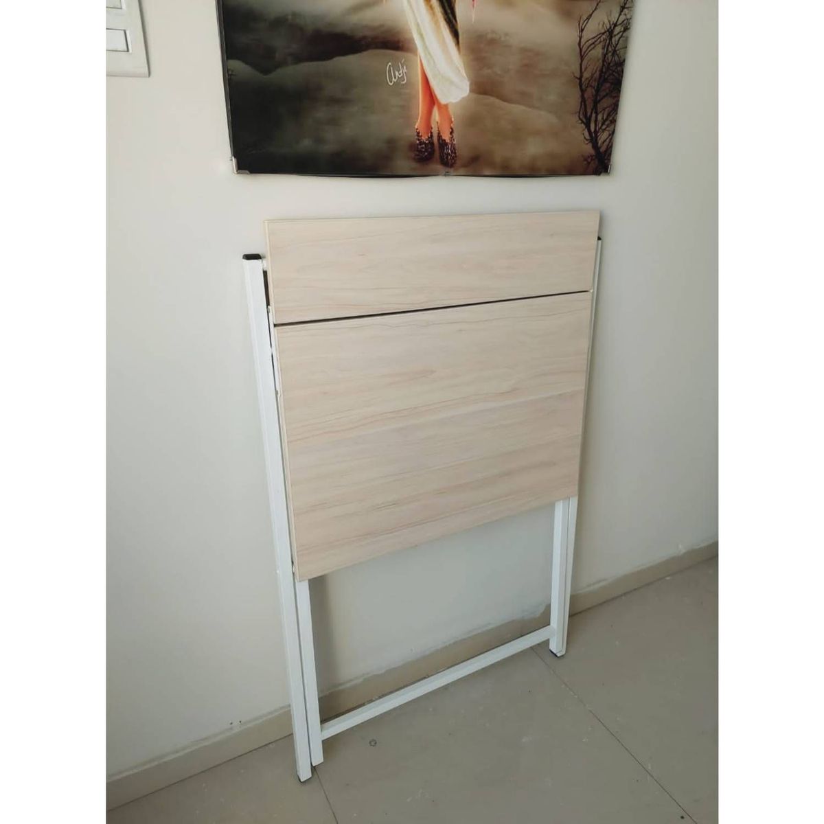 GENERICO - Escritorio plegable color manzano con estructura blanca