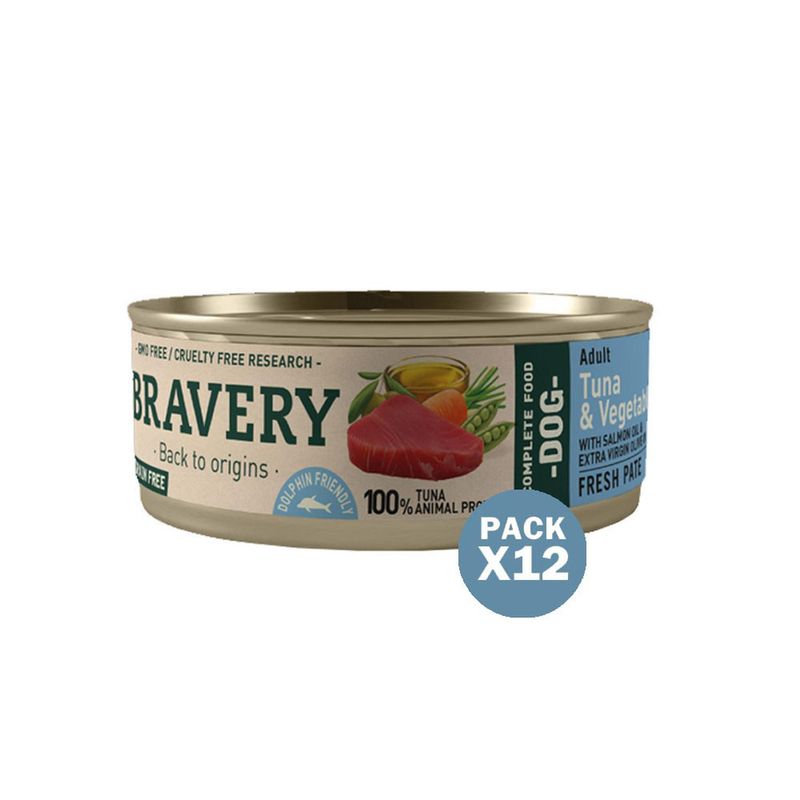 BRAVERY - Bravery Atún y Vegetales Perros Adultos Lata 80gr x12und