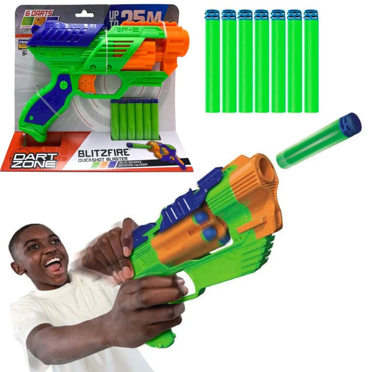 DART ZONE - Lanzador de Dardos Blitzfire Tiro Rápido Blaster x1