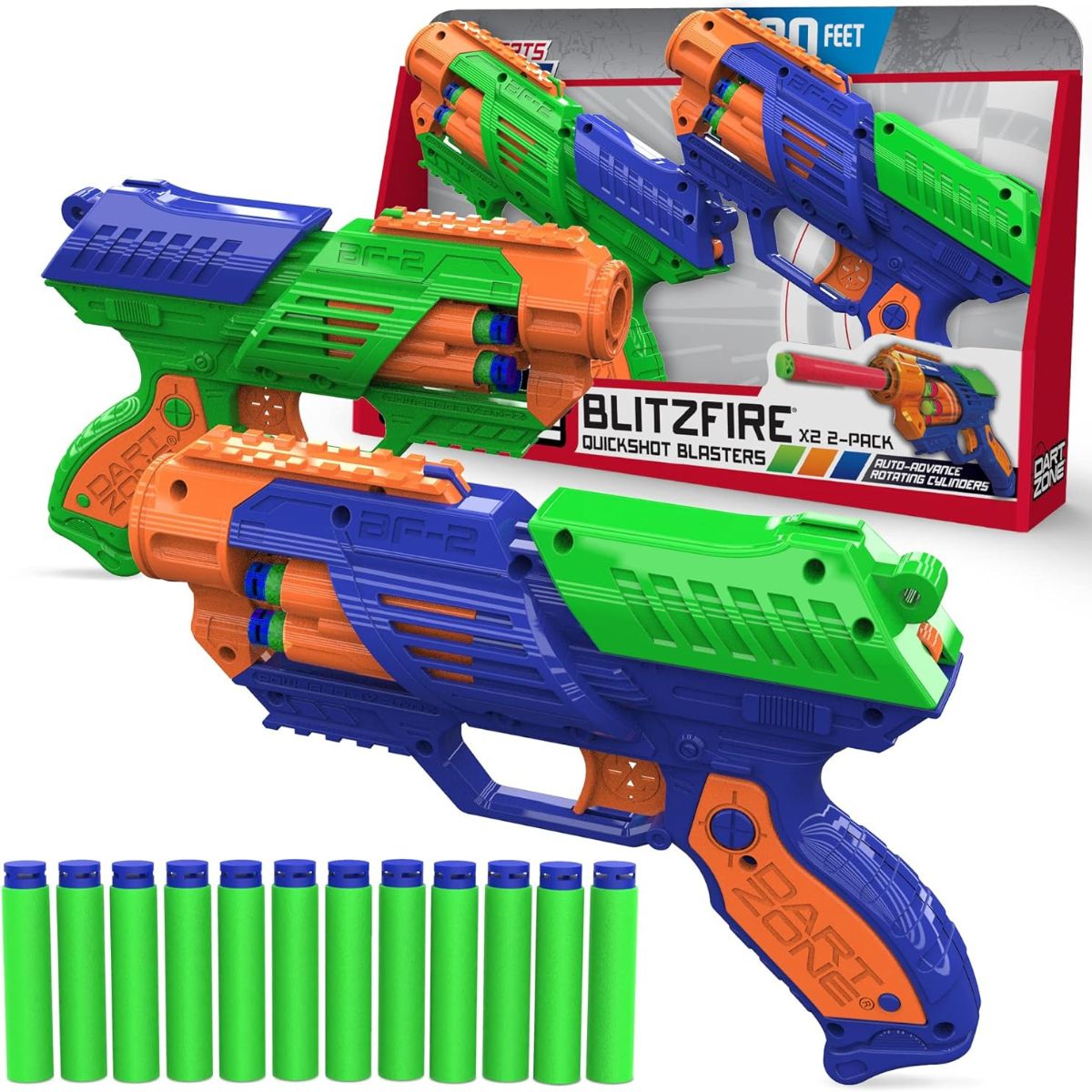 DART ZONE - Lanzador de Dardos Blitzfire Tiro Rápido Blaster X2