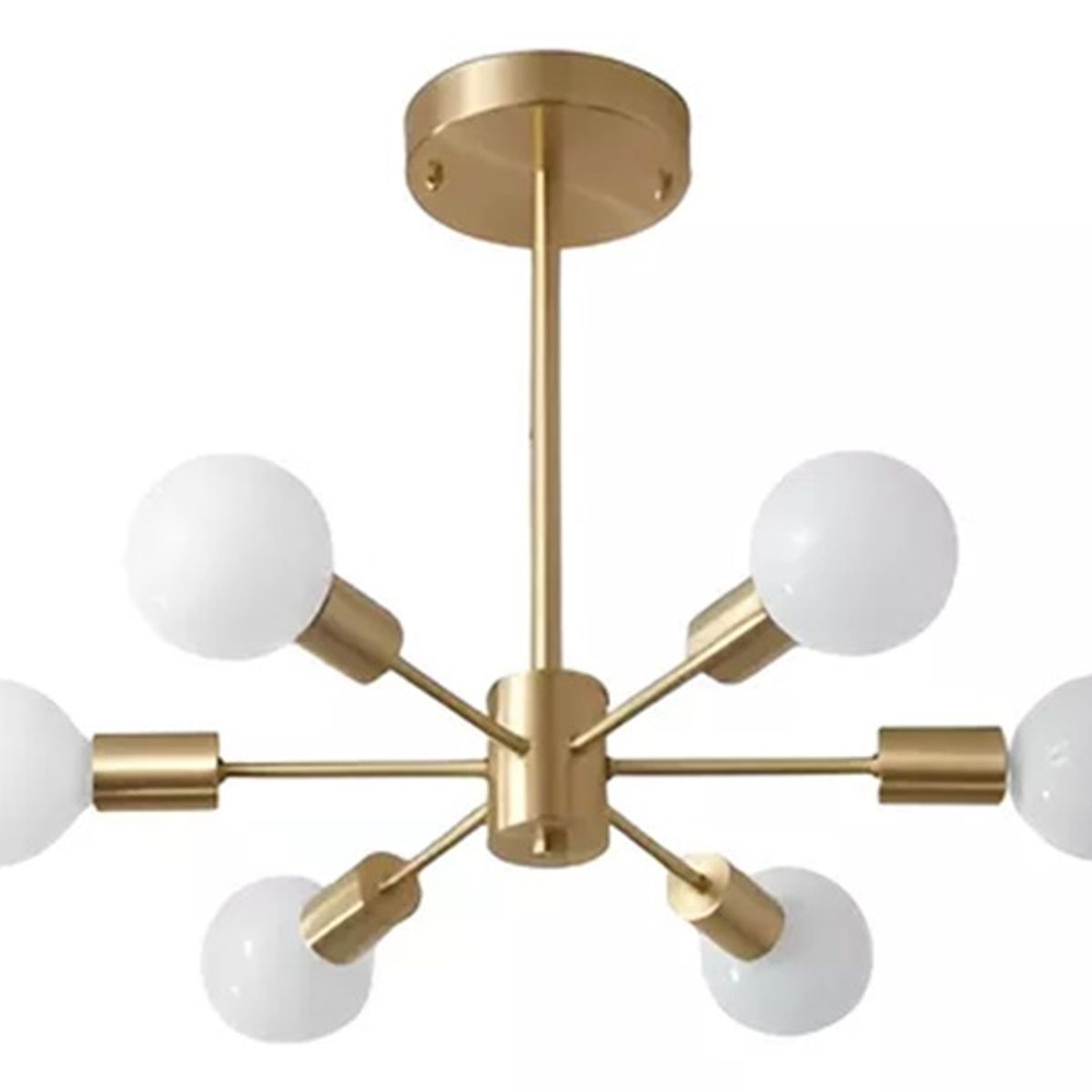 GENERICO - Lámpara de techo colgante araña color dorado - Incluye 6 focos