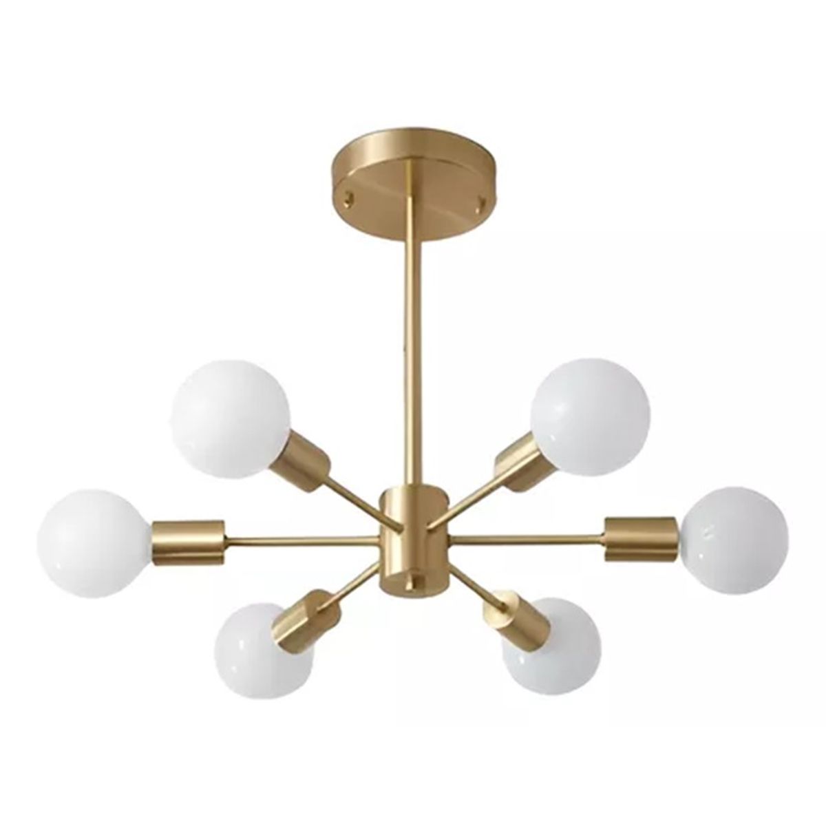 GENERICO - Lámpara de techo colgante araña color dorado - Incluye 6 focos