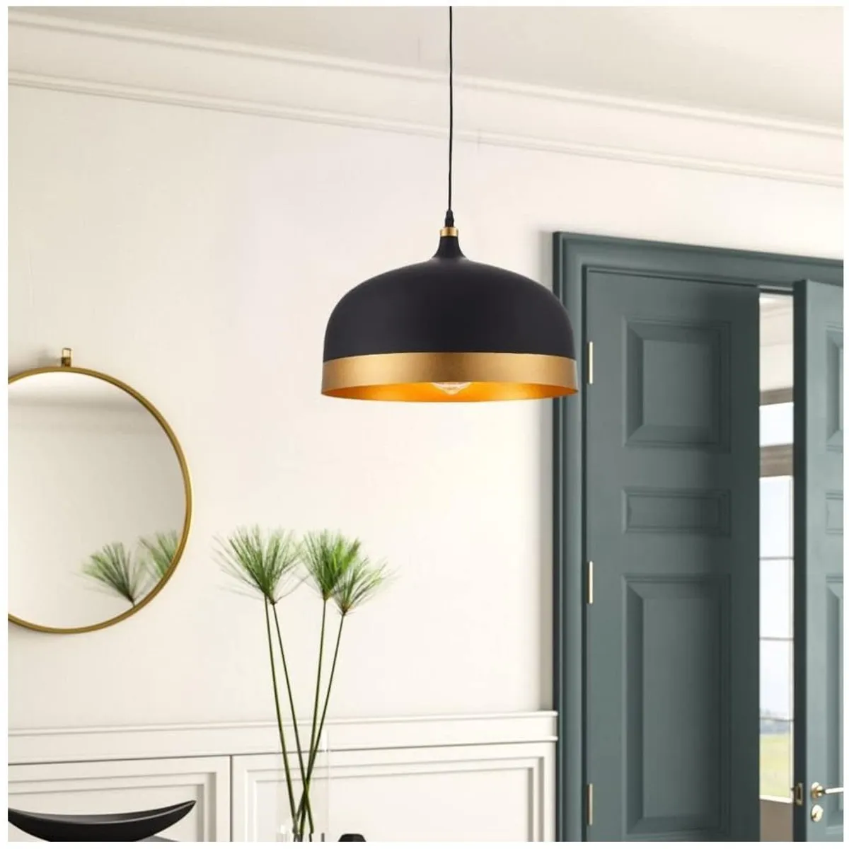 GENERICO - Lámpara colgante redondo negro e27