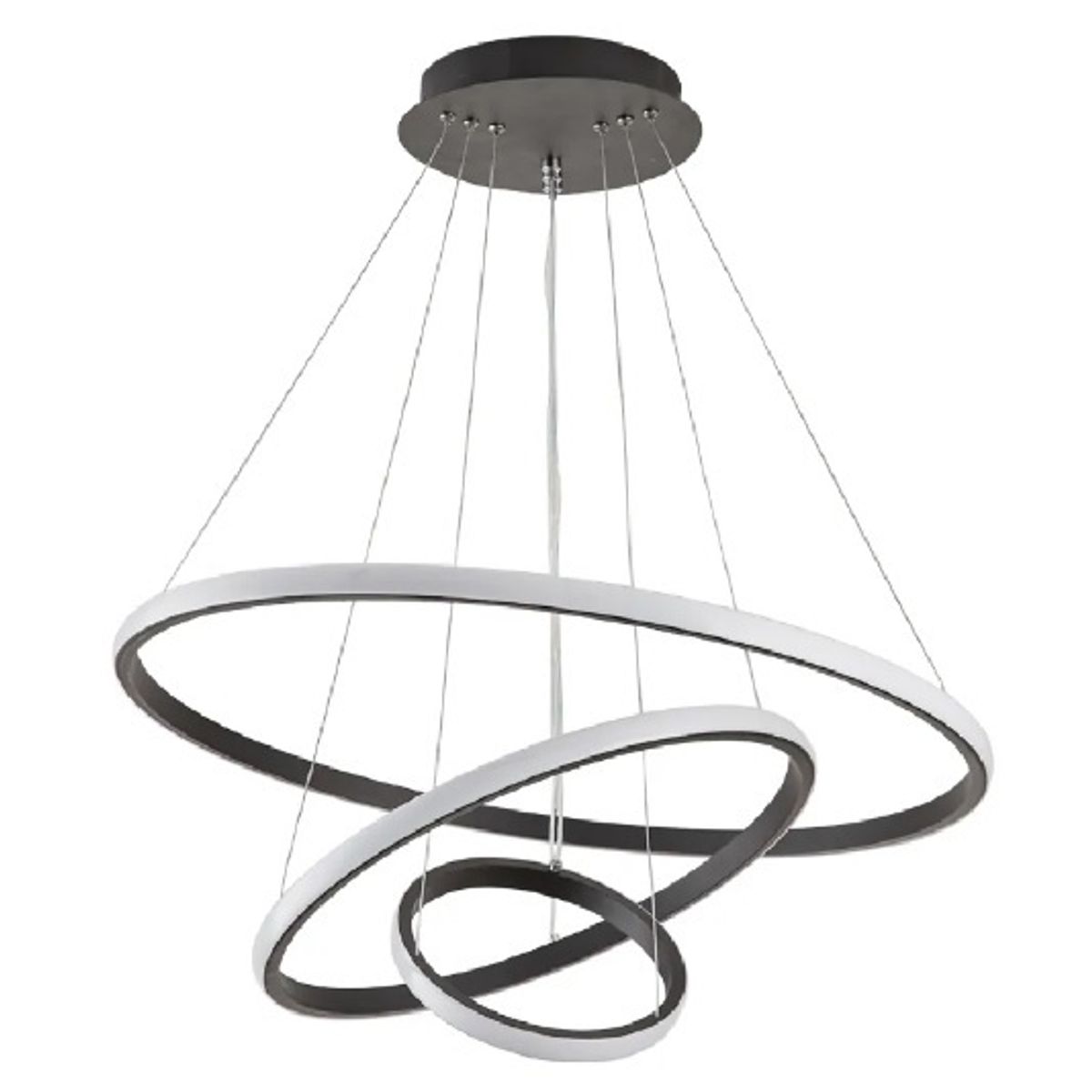 GENERICO - Lampara colgante led de 3 aros regulables incluye control remoto