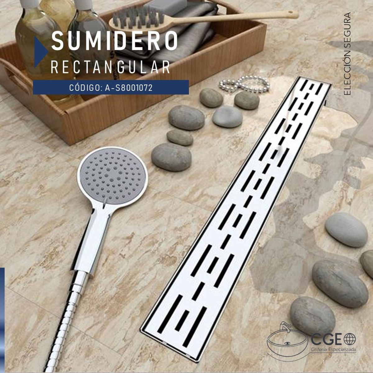 XM - SUMIDERO DE ACERO RECTANGULAR DECORATIVO A-S8001072