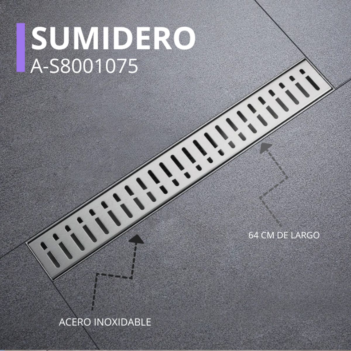XM - SUMIDERO DE ACERO RECTANGULAR  A-S8001075