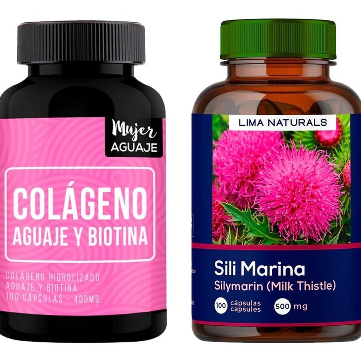 LIMA NATURALS - Colágeno, Aguaje & Biotina 100 Cápsulas + Silimarina 100 Cápsulas Lima Naturals