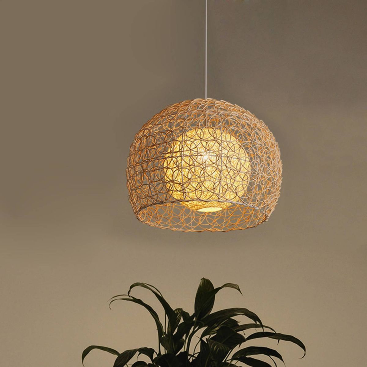 GENERICO - Lámpara colgante de tejido de bambú