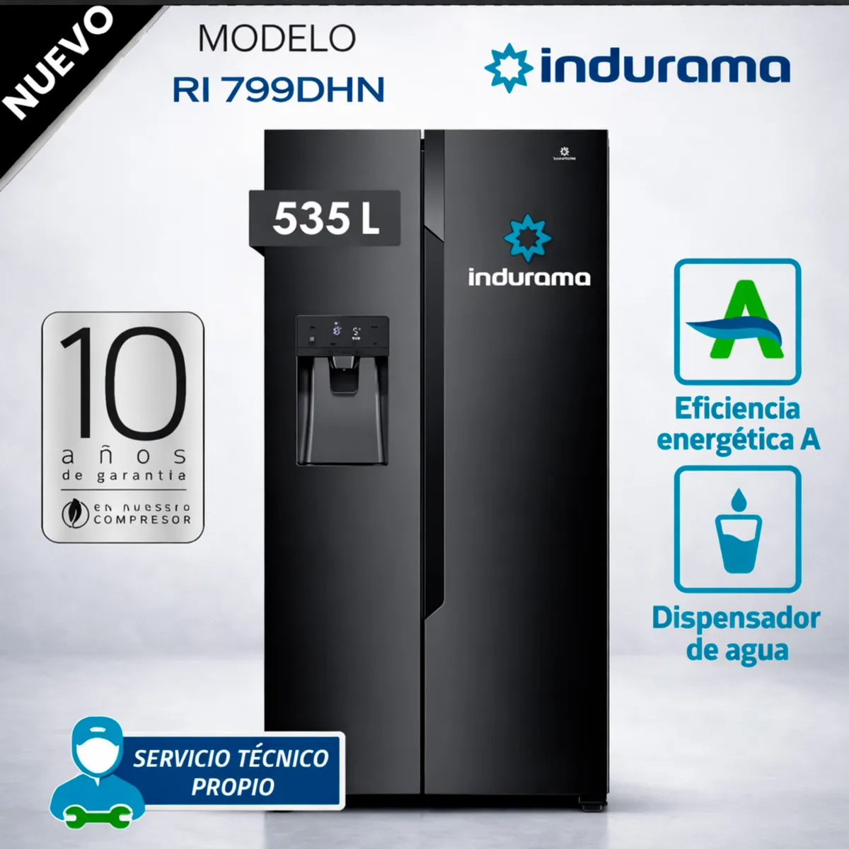 INDURAMA - Refrigerador Indurama Side by Side No Frost de 535L con Dispensador - RI-799DHN