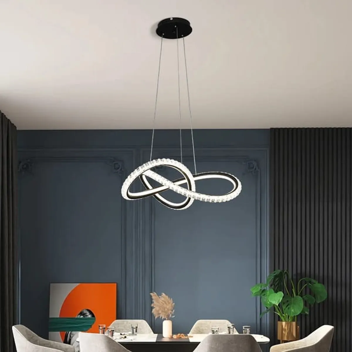 GENERICO - Lampara colgante led forma de infinito incluye control remoto