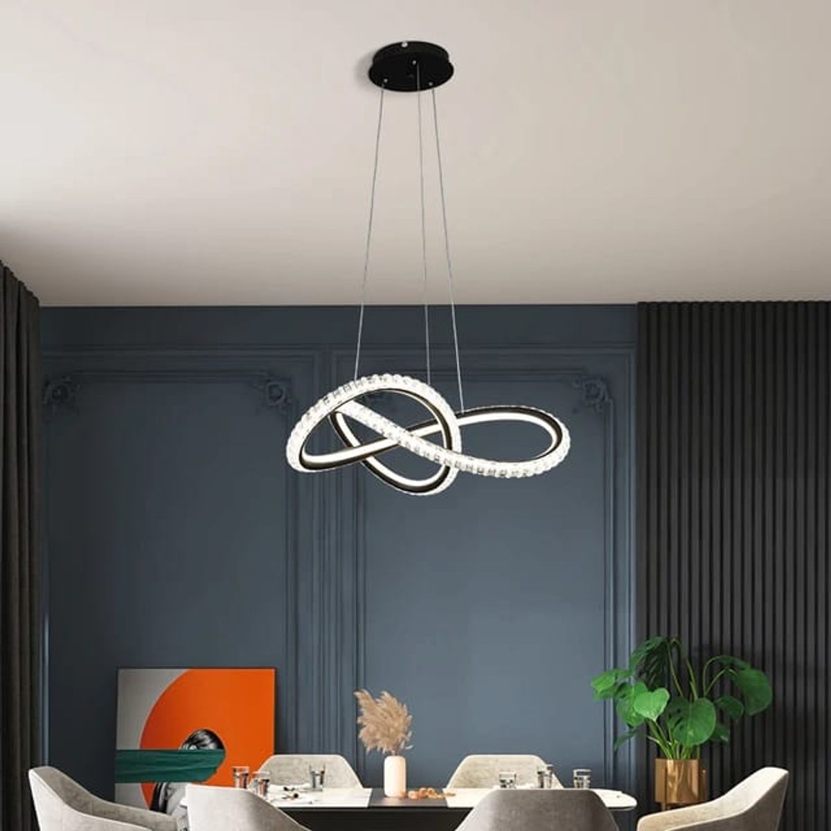 GENERICO - Lampara colgante led forma de infinito incluye control remoto