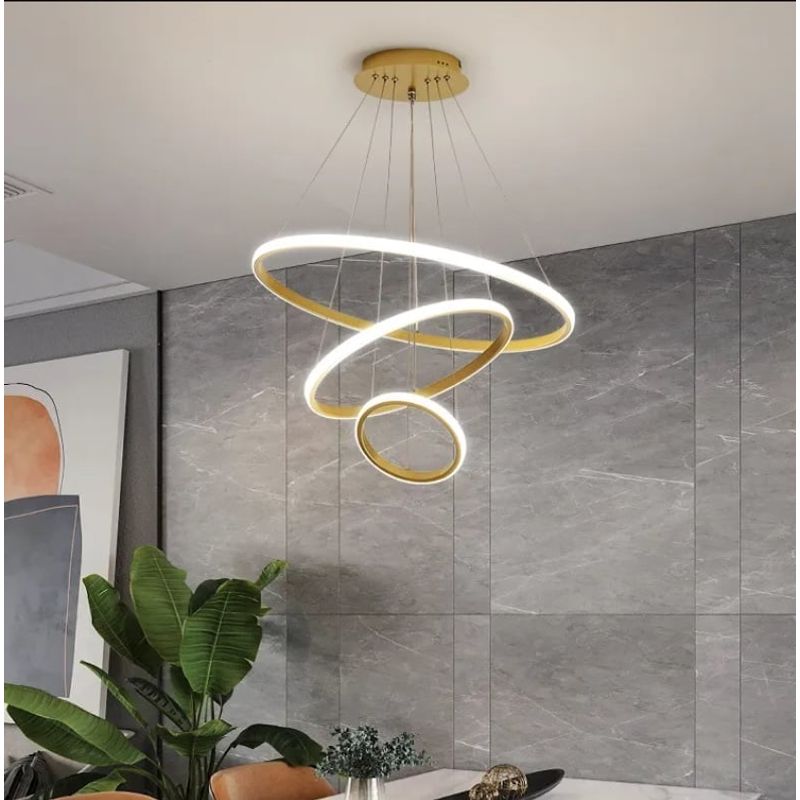 GENERICO - Lampara colgante led 3 aros regulables incluye control remoto