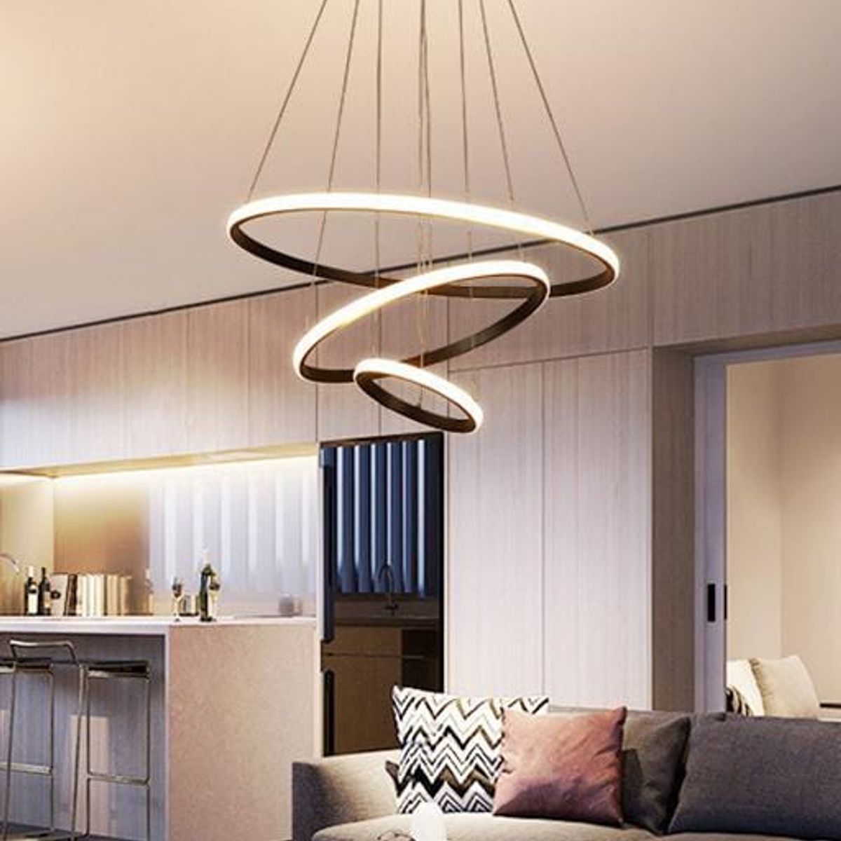 GENERICO - Lampara colgante 3 ARO LED Incluye control remoto