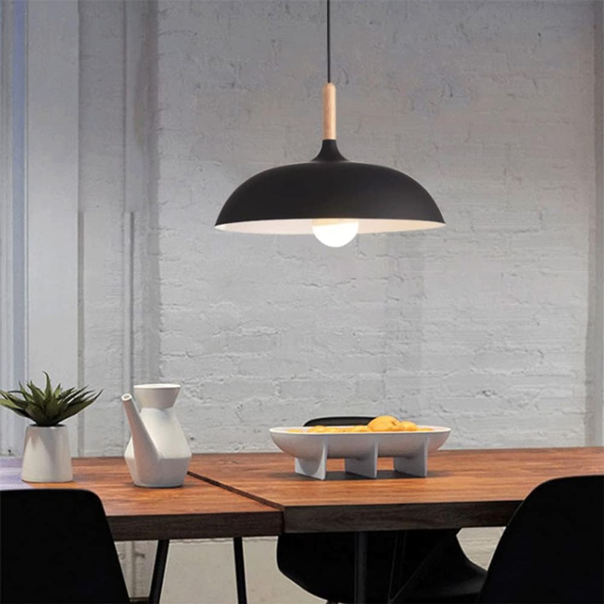 GENERICO - Lámpara colgante nordico negro e27