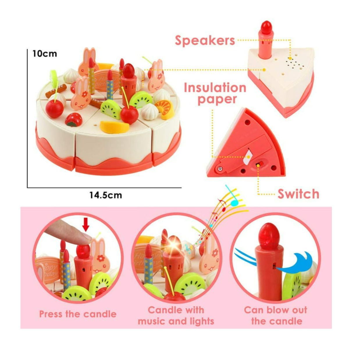 GENERICO - JUGUETE DE TORTA DIDACTICA 61 PCS CON LUZ Y MUSICA HB NIÑOS