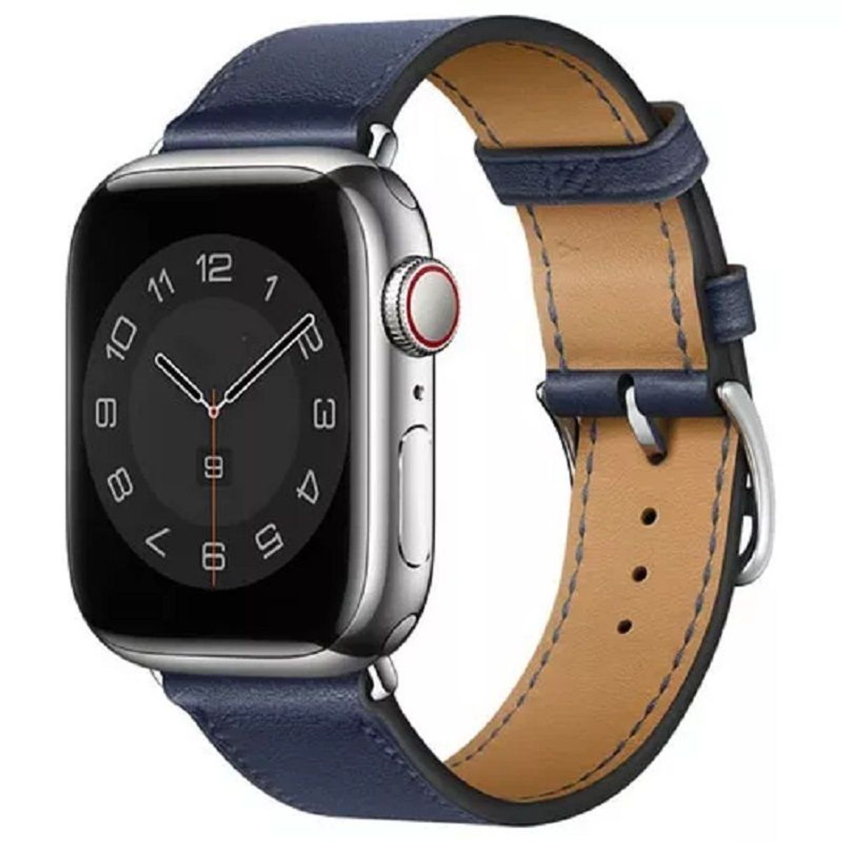 GENERICO - Correa De Cuero Para Smartwatch Y Watch 42-44-45mm Azul Marino