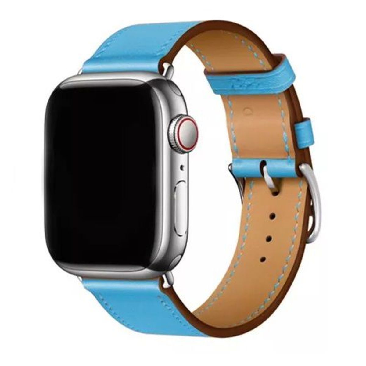 GENERICO - Correa De Cuero Para Smartwatch Y Watch 42-44-45mm Celeste