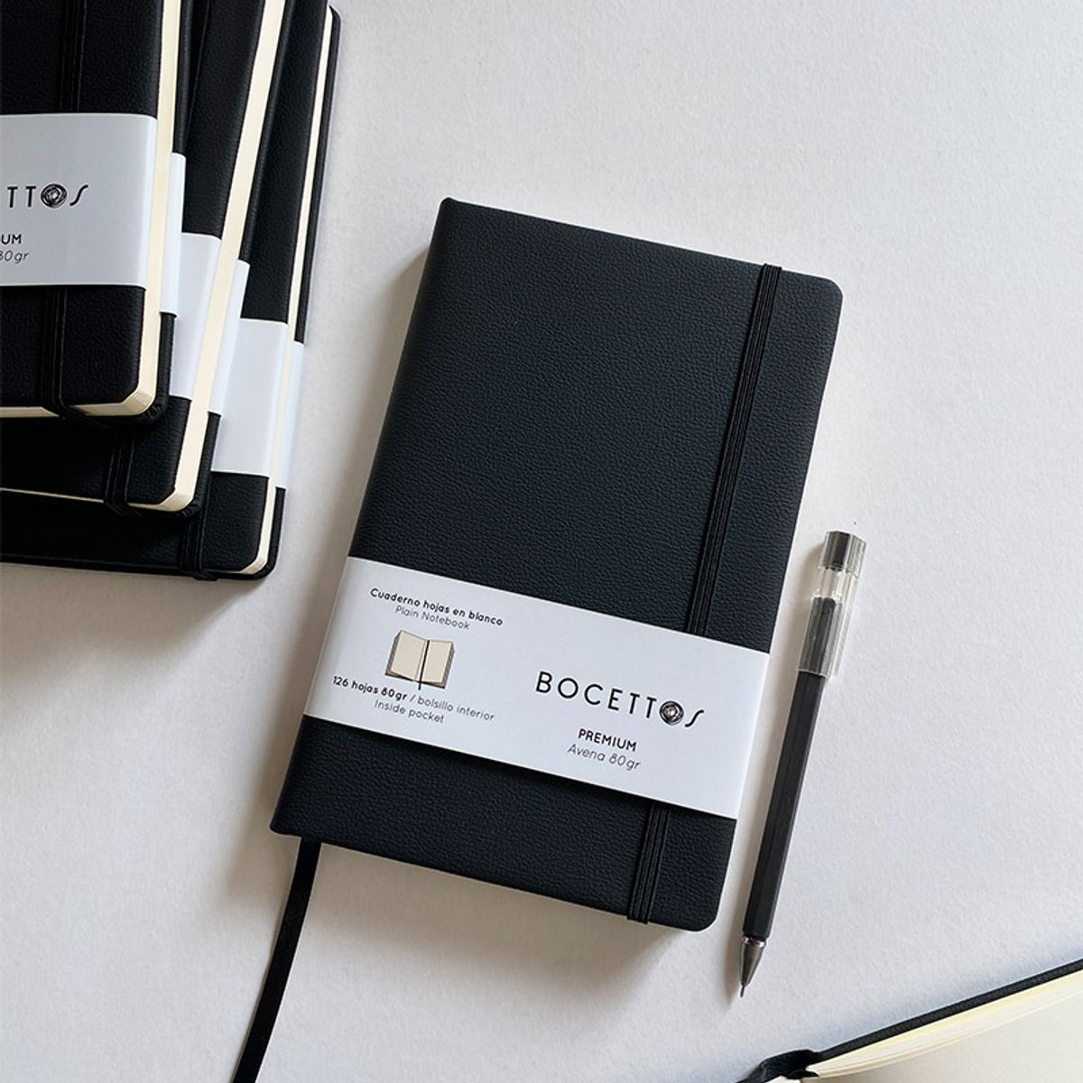 BOCETTOS - Bitácora Premium 80gr Negro 21 x 13cm