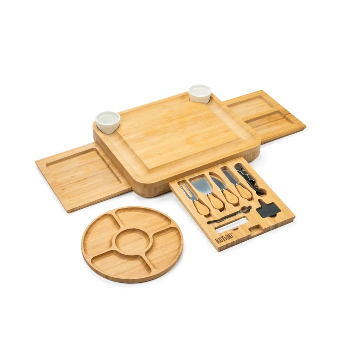 KOTIINI - Set tablas de queso y fiambre con cuchillos bambú Kotiini