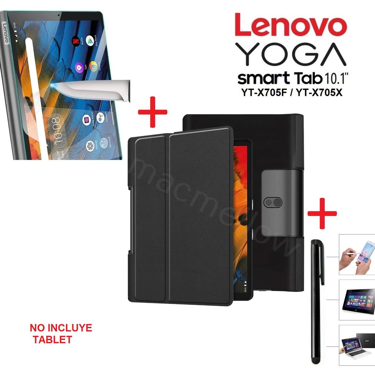 GENERICO - Case Magnética + Mica Vidrio + Lápiz para Lenovo Yoga Tab 10.1 YT-X705