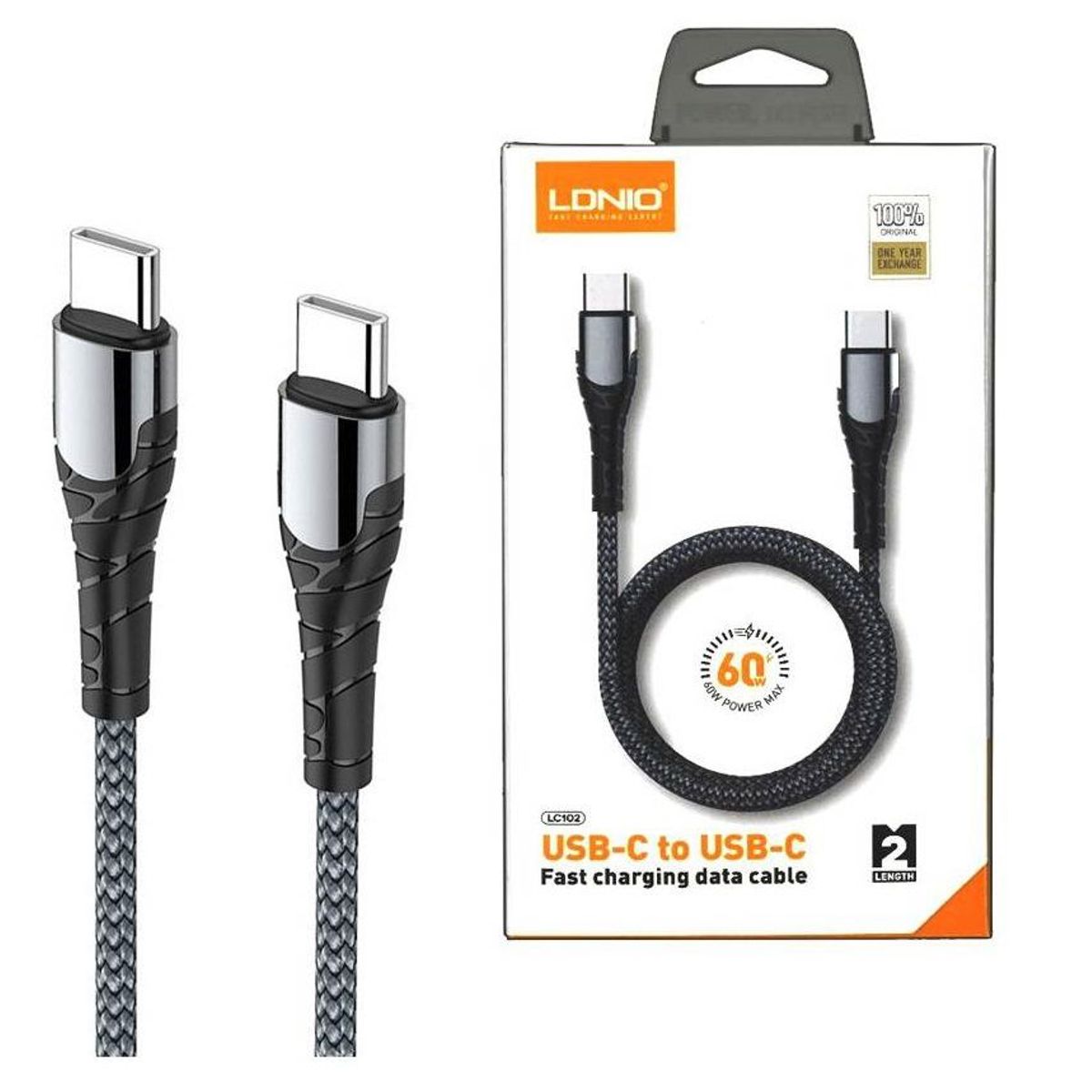 LDNIO - Cable USB C a C de Datos y Carga 2m para S21 S22 S23 Ultra Ipad Pro
