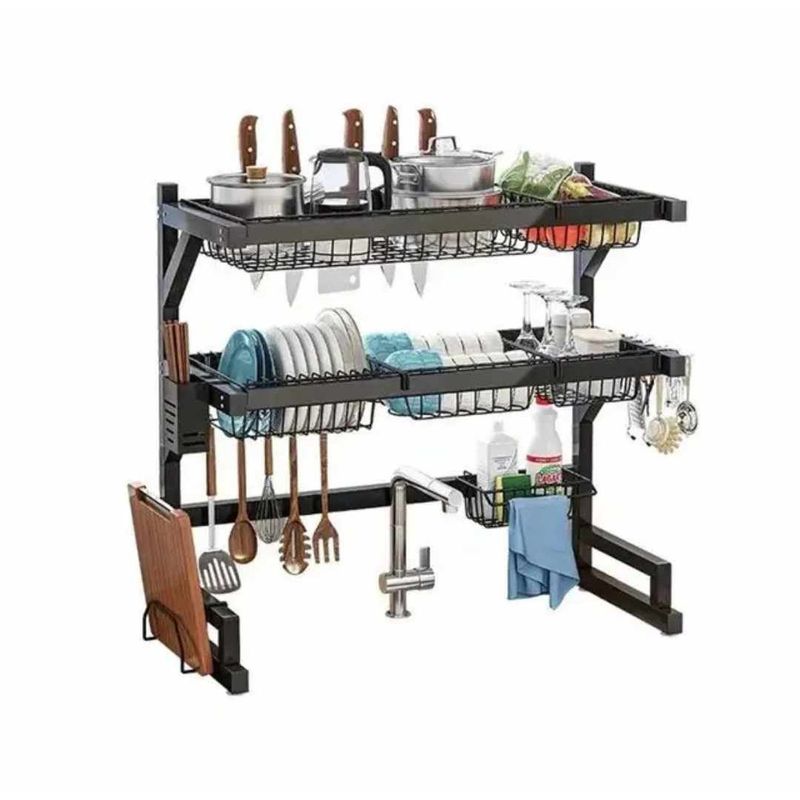 GENERICO - Organizador de Platos de 2 Niveles 85CM Escurridor de Menaje de Cocina
