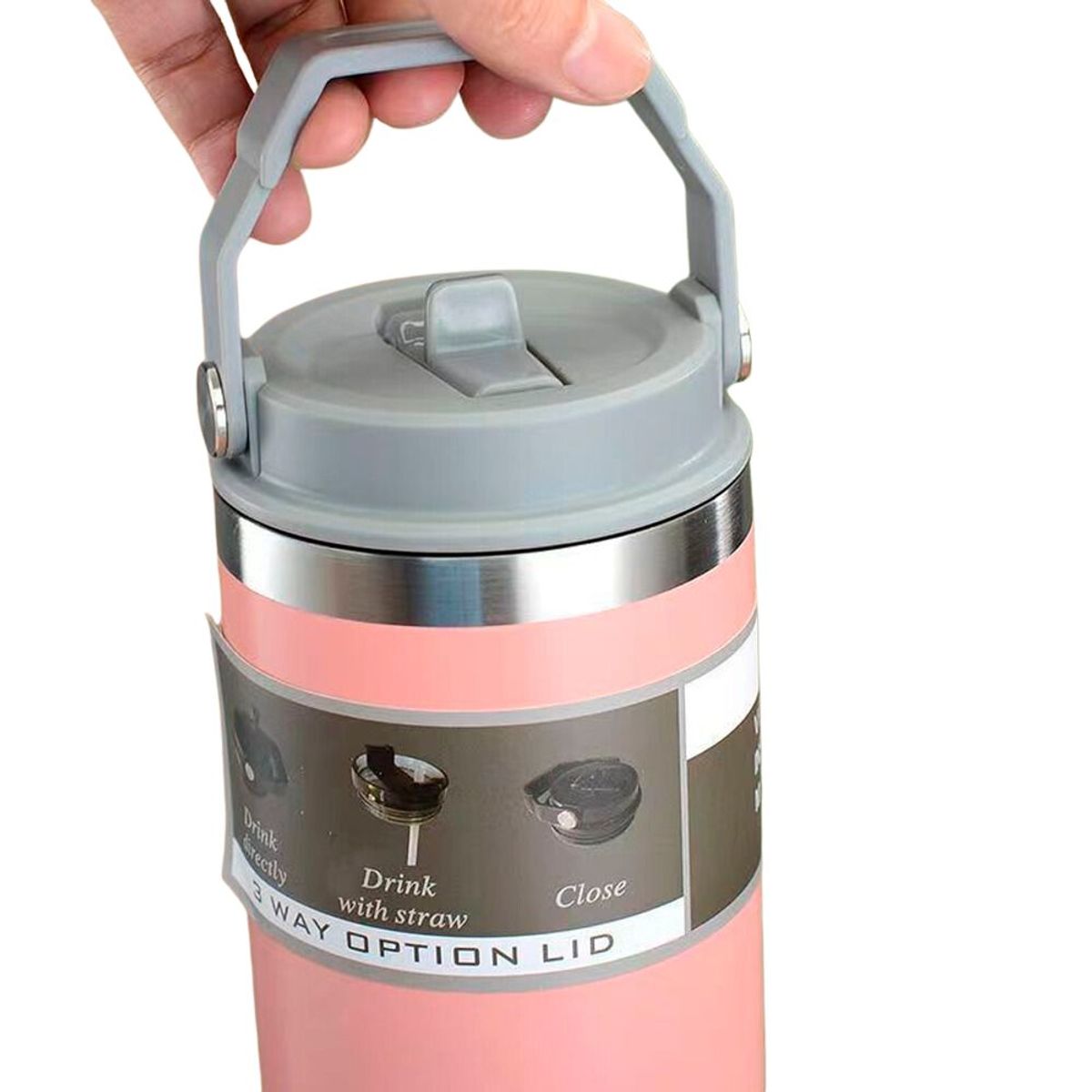 INSPIRA - Termo Botella de Acero Inoxidable tipo Stanley con Asa Portable