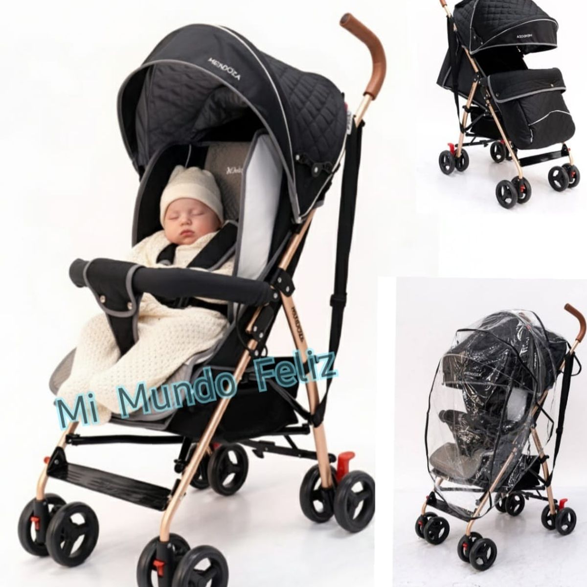 BABY HAPPY - Coche Baston para Bebe de Paseo Plegable Black 2025