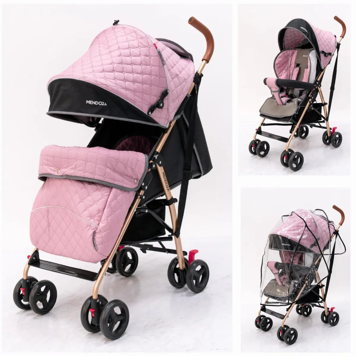 BABY HAPPY - Coche Baston para Bebe Plegable con Cubrepies Rosado