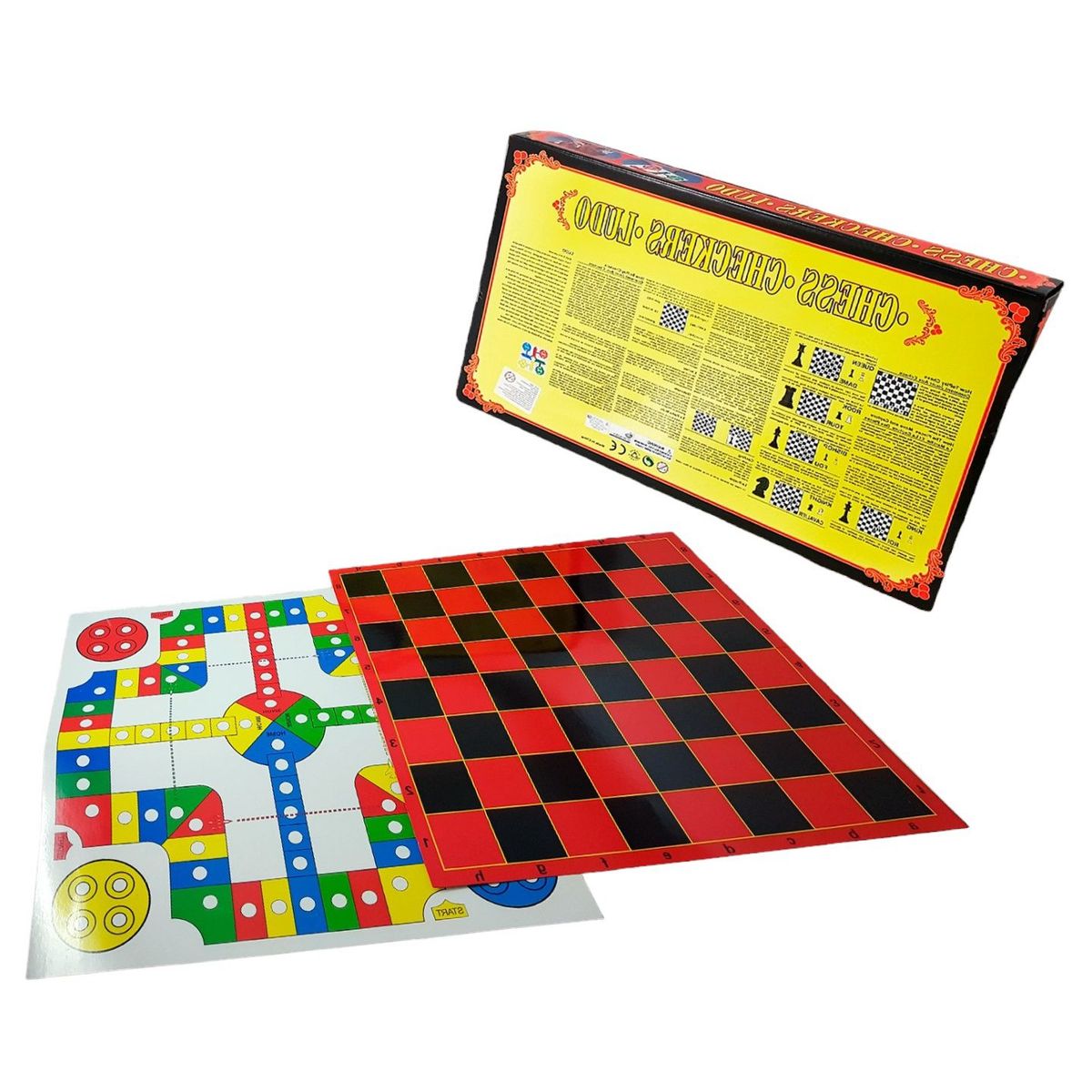 GENERICO - Juego Grande de Ajedrez Ludo y Damas de Plástico