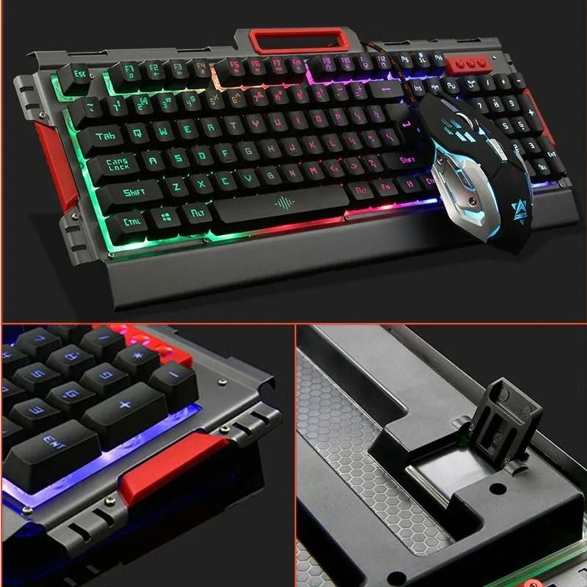 SEISA - Teclado y Mouse Gamer Negro Retroiluminado RGB K33