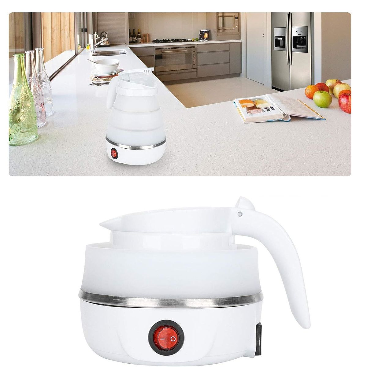 GENERICO - Hervidor Blanco De Agua Eléctrico Plegable De Silicona 600ml