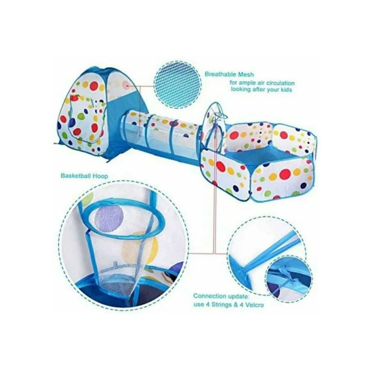 GENERICO - Piscina de pelotas túnel niños portátil 3 en 1+100 Pelotas