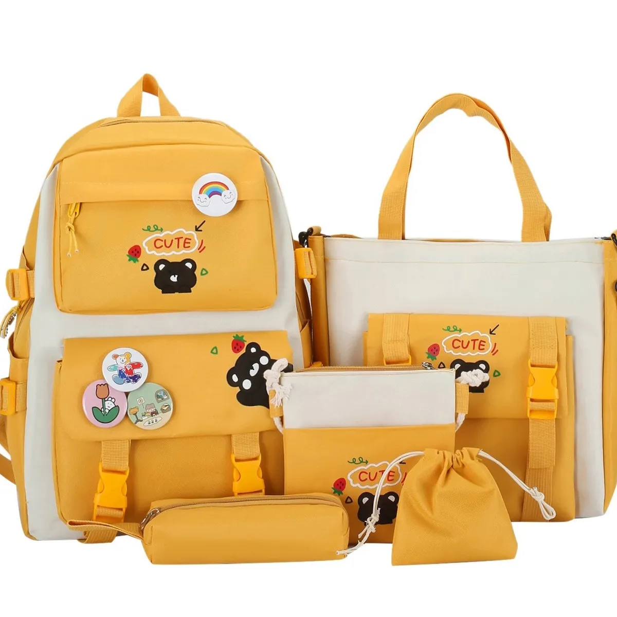 GENERICO - Kits de 5 Piezas de mochilas kawaii escolares bolsos coreanos