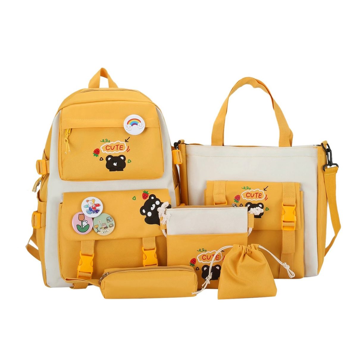 GENERICO - Kits de 5 Piezas de mochilas kawaii escolares bolsos coreanos