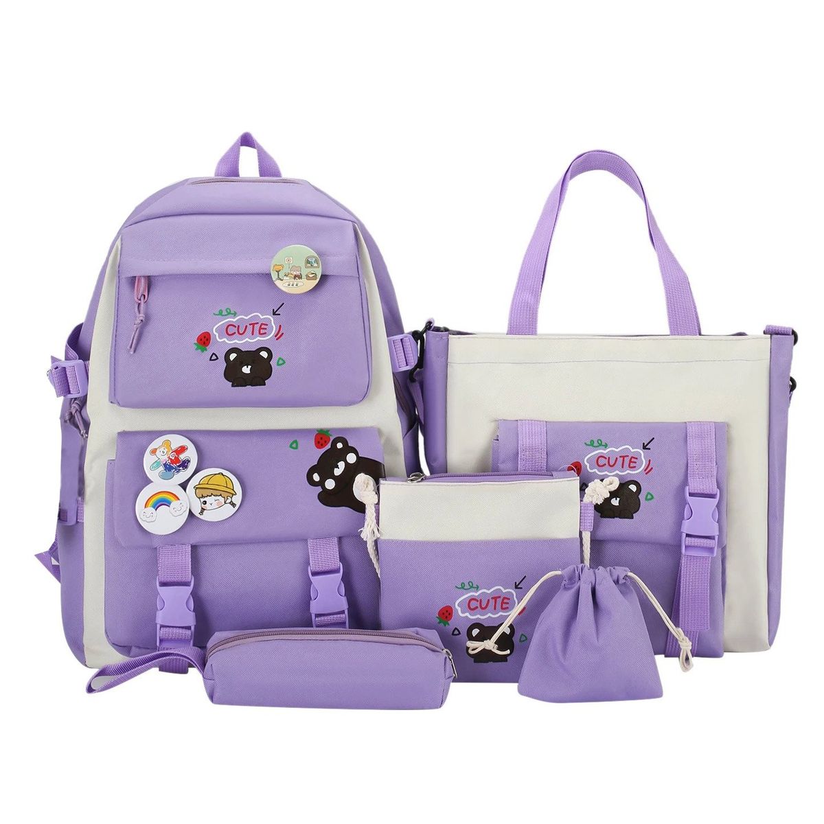 GENERICO - Kits de 5 Piezas de mochilas kawaii escolares bolsos coreanos