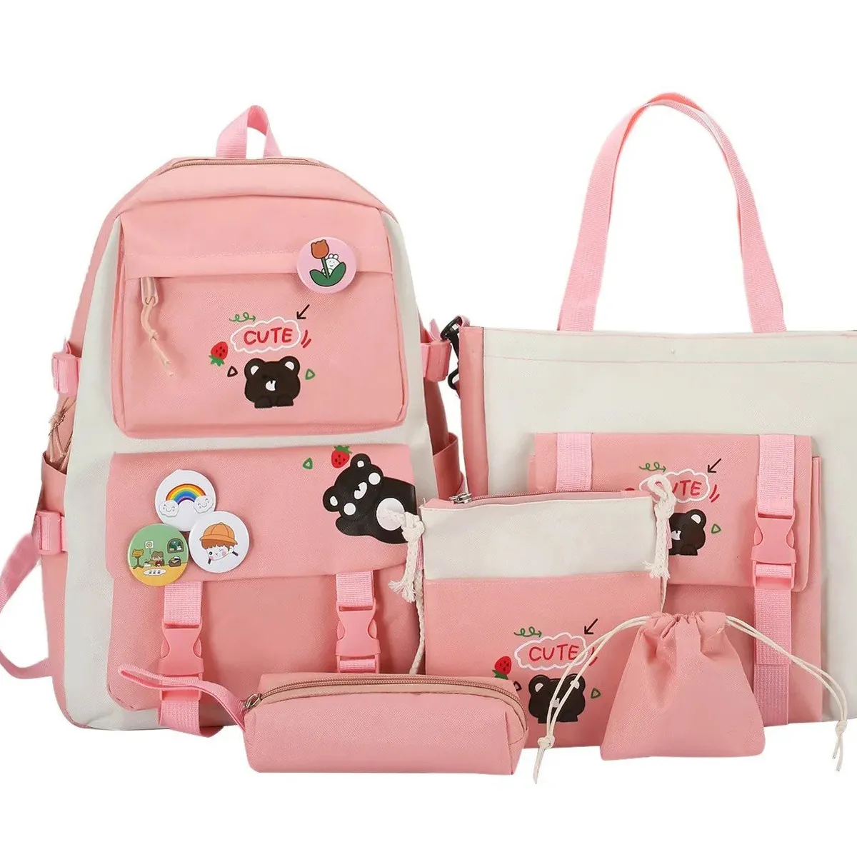 GENERICO - Kits de 5 Piezas de mochilas kawaii escolares bolsos coreanos
