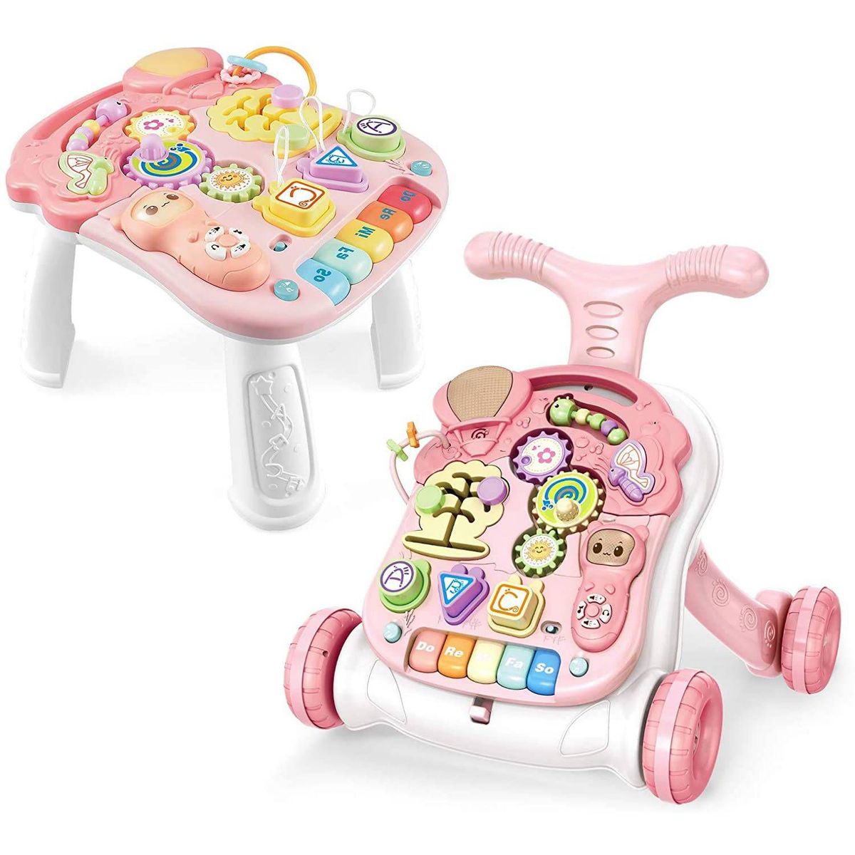 IDEAL - Andador Y Mesa Actividades Para Bebés 2 En 1 Rosado