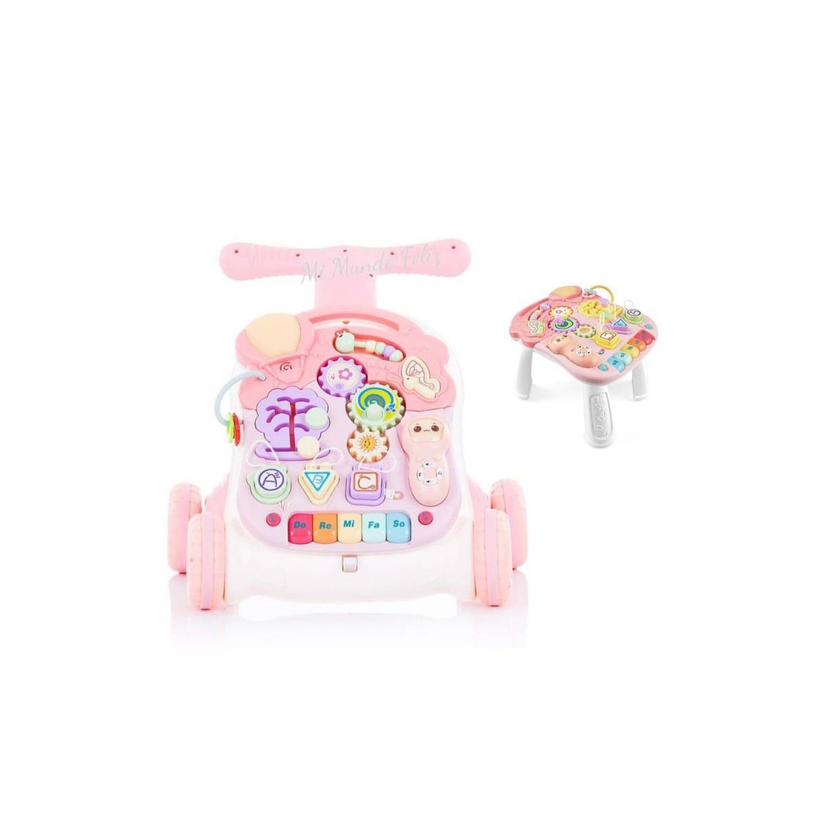 IDEAL - Andador Y Mesa Actividades Para Bebés 2 En 1 Rosado