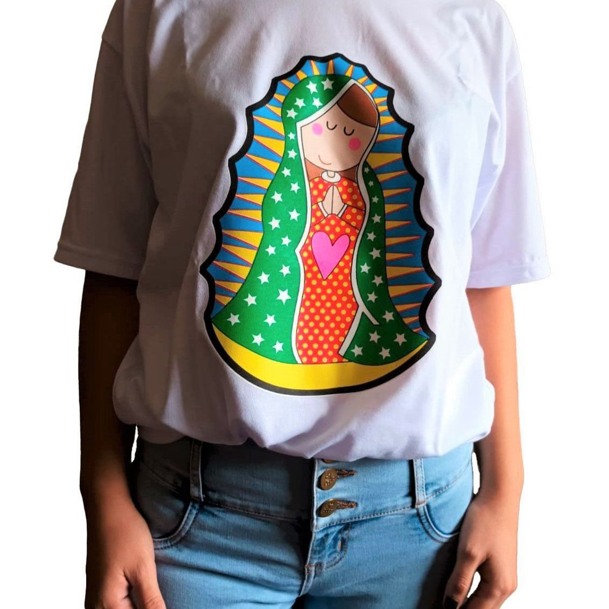 GENERICO - Polo Mujer Diseño Guadalupe - Nathalie Love It - Blanco