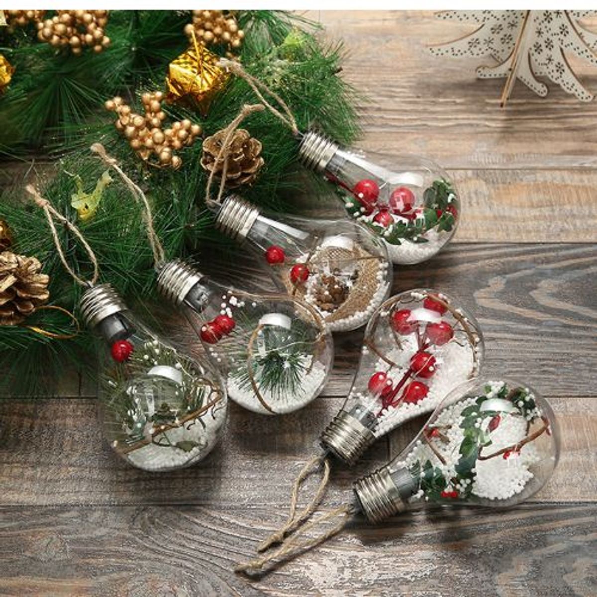 GENERICO - SET DE 6 BOMBILLA DECORATIV PARA ARBOL NAVIDEÑO