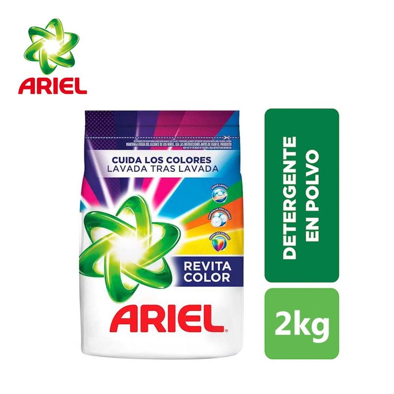 ARIEL - Detergente en polvo 2 kilos Revitacolor ARIEL