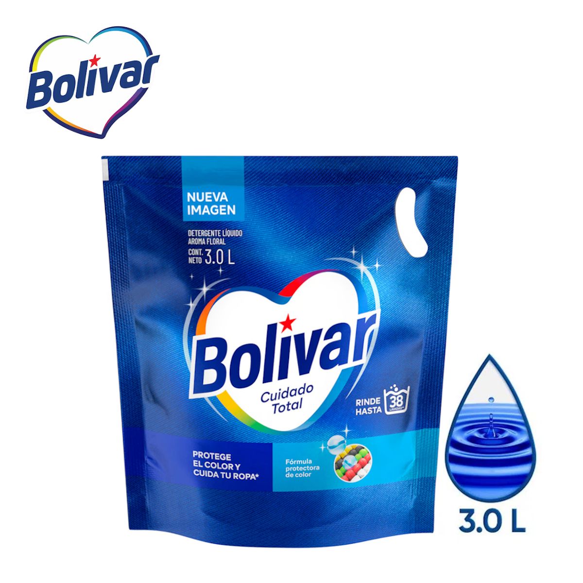 BOLIVAR - Detergente líquido 3 litros floral Cuidado Total BOLIVAR