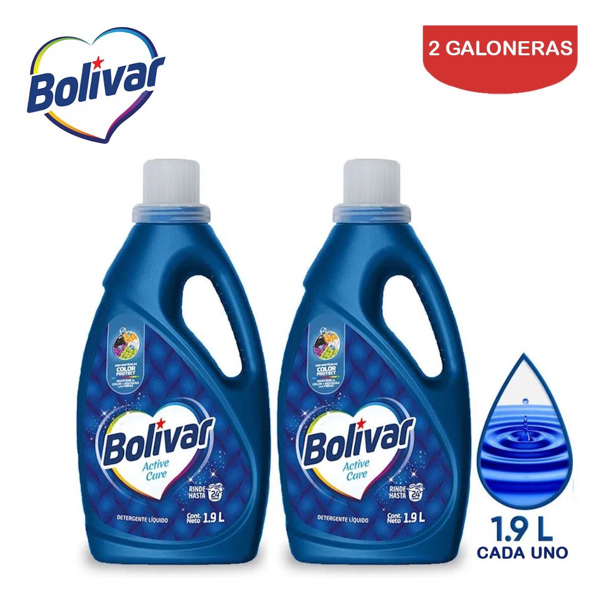 BOLIVAR - Detergente líquido 1.9 L floral Active Care BOLIVAR. Pack*2